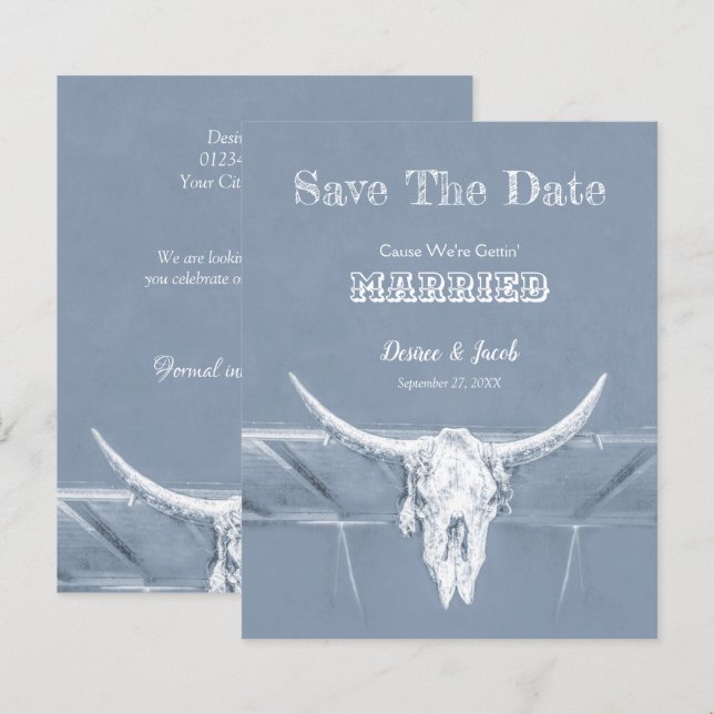 Western Dusty Blue White Rustic Distressed Budget (Front/Back)