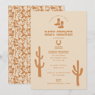 Western Earth Tone Country Baby Boots Shower Invitation
