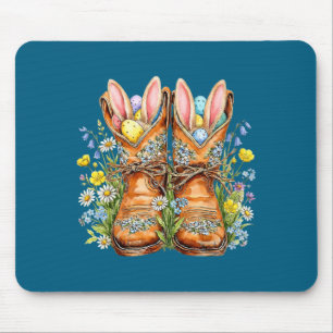 Western easter cowboy boots bunny ears howdy mouse mat