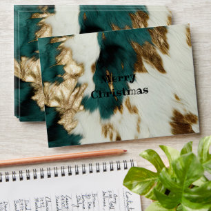 Western Emerald Gold White Cowhide Envelope