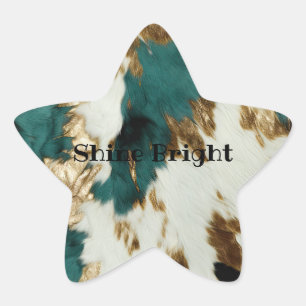 Western Emerald Gold White Cowhide  Star Sticker