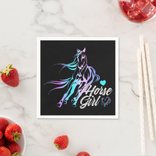 Western Equestrian Cowgirl Black Horse  Party Napkin