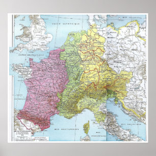 Western Europe at the Treaty of Verdun: 843 Poster