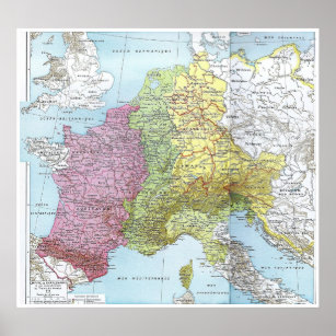 Western Europe at the Treaty of Verdun: 843 Poster