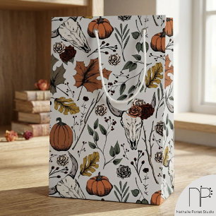Western Fall Harvest Cow Skull Small Gift Bag