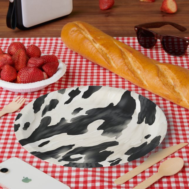 Western Farm Animal Cow Country Paper Plate (Picnic)