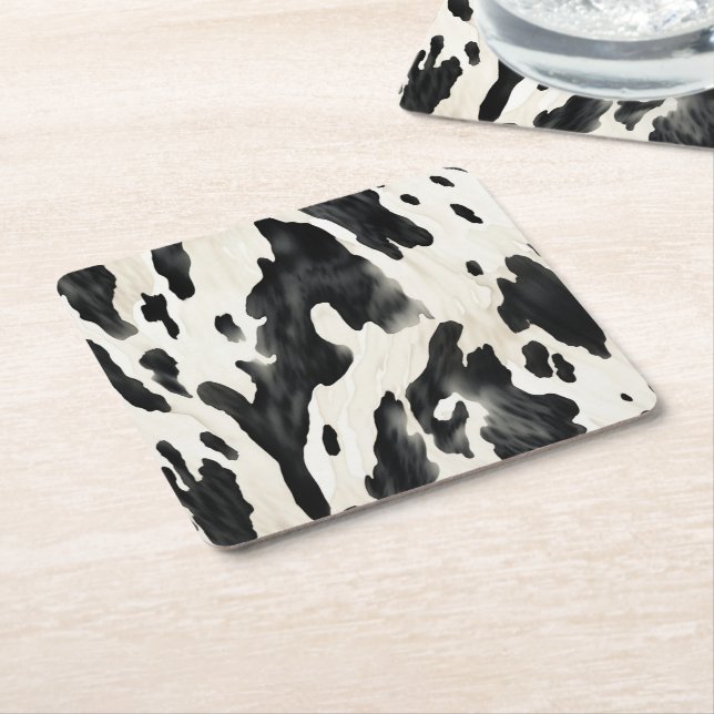 Western Farm Animal Cow Square Paper Coaster (Angled)