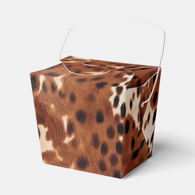 Western Farm Brown Cream Cowhide  Favour Box (Front Side)