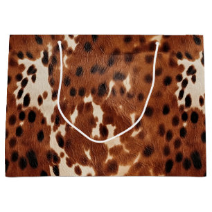 Western Farm Brown Cream Cowhide  Large Gift Bag