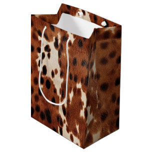 Western Farm Brown Cream Cowhide Medium Gift Bag