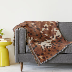 Western Farm Brown Cream Cowhide  Throw Blanket