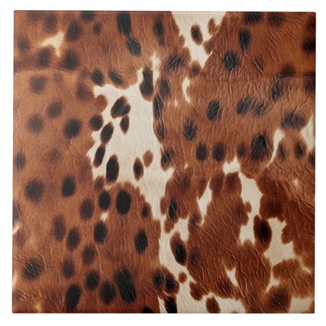 Western Farm Brown Cream Cowhide  Tile (Front)