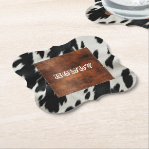 Western Farm Cowhide Paper Coaster
