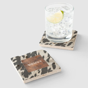 Western Farm Cowhide Stone Coaster