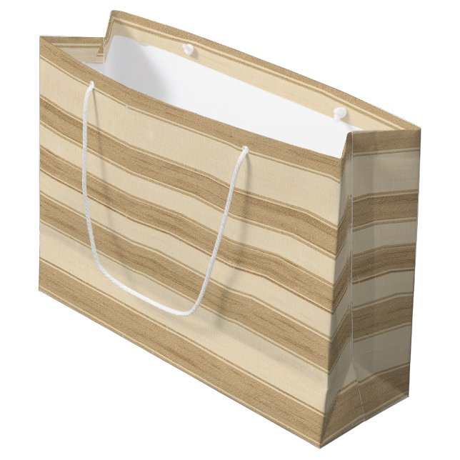 Western Farm Cream Stripes Birthday Large Gift Bag (Front Angled)