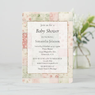 Western Farm Mint Pink Floral Quilt Patterns Invitation