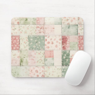 Western Farm Mint Pink Floral Quilt Patterns Mouse Mat