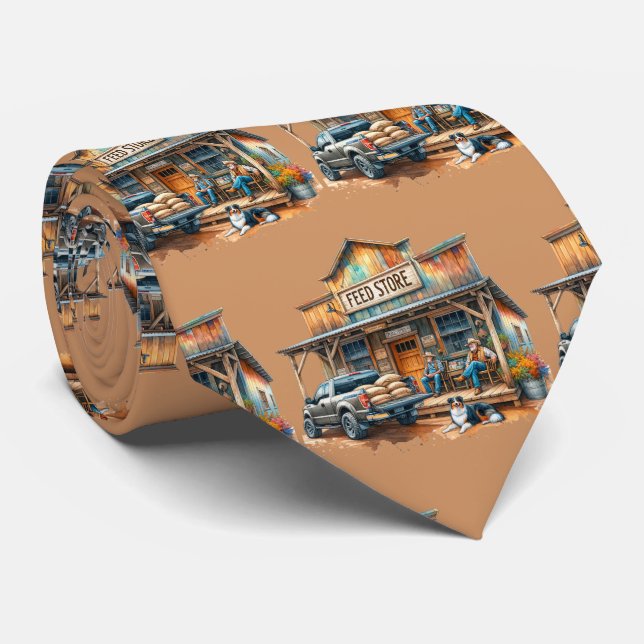 Western Farm Ranch Feed Store And Men Tie (Rolled)