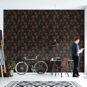 Western Faux Cow Print Black and Brown  Wallpaper