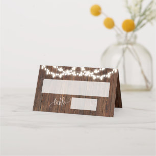 Western Faux Wood Shower Wedding Seating Folded Place Card