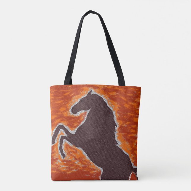 Western Fiery Mustang Tote Bag (Back)