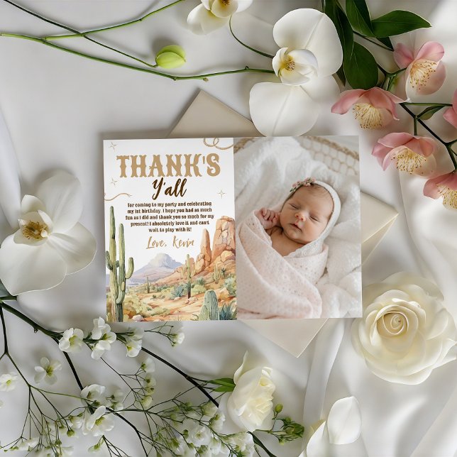 Western First Birthday Photo Thank You Invitation (Creator Uploaded)