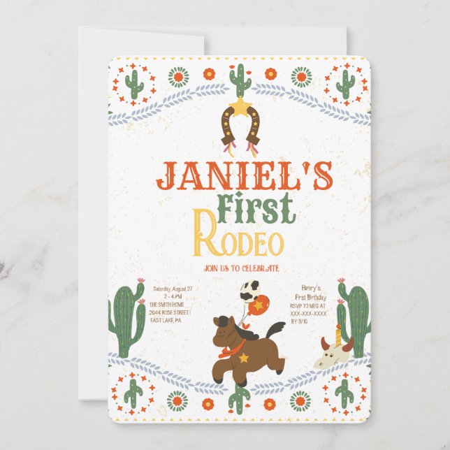 Western First Birthday Rodeo Baby Invitation (Front)