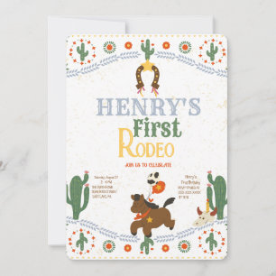 Western First Birthday Rodeo Baby Invitation