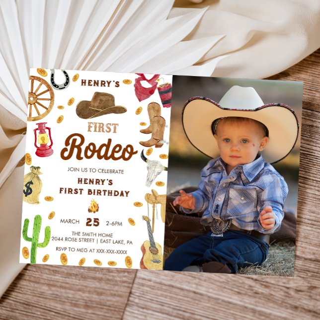 Western First Birthday Rodeo Baby Photo Invitation (Creator Uploaded)