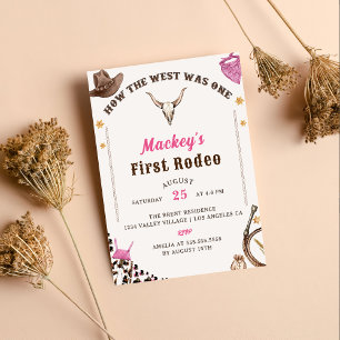 Western First Birthday Rodeo Rustic Cowboy Invitation