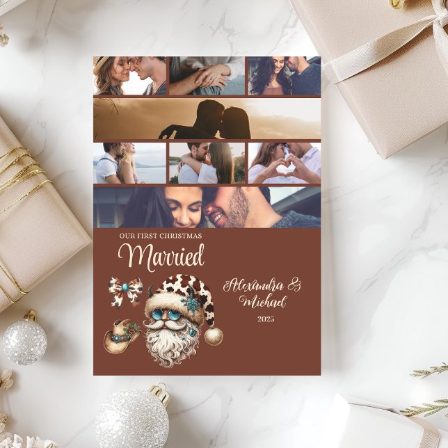Western First Christmas Married 8 Photo  Holiday Card (Creator Uploaded)