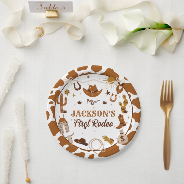 Western First Rodeo 1st Birthday  Paper Plate (Wedding)