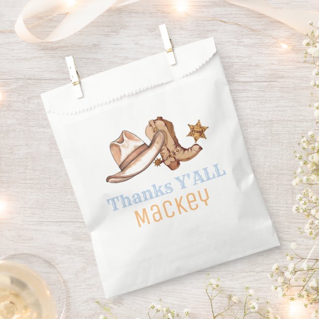 Western First Rodeo Birthday Party Paper Plate Favour Bags (Clipped)