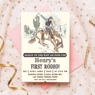 Western First Rodeo Cowboy 1st Birthday  Invitation