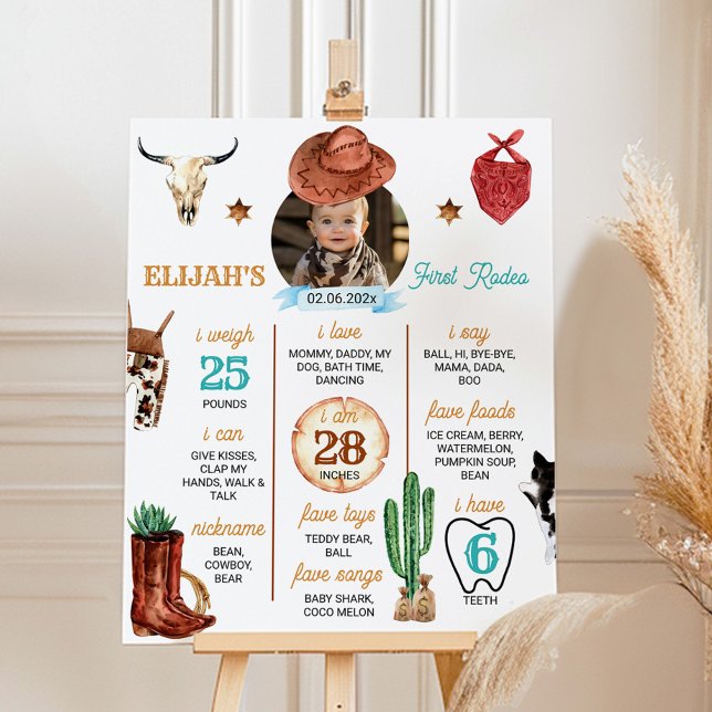 Western First Rodeo Cowboy Birthday Milestone Sign (Creator Uploaded)