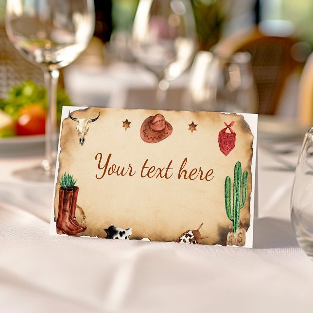 Western First Rodeo Cowboy Birthday Place Card (Creator Uploaded)