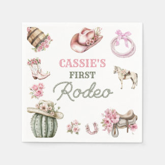 Western First Rodeo Cowgirl Birthday Napkins