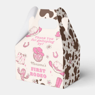 Western First Rodeo Cowgirl pink Birthday party Favour Box