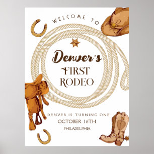 Western First Rodeo Gender Neutral Welcome Sign