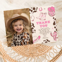 Western First Rodeo girl birthday photo thank you