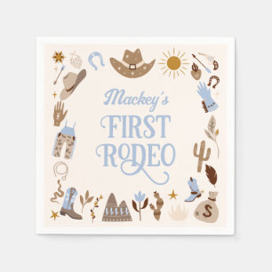 Western First Rodeo Wild West Cowboy Blue Birthday Napkin