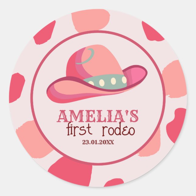 Western First Rodeo Wild West Cowgirl 1st Birthday Classic Round Sticker (Front)