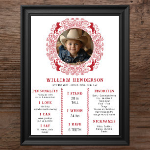 Western First Year Milestone Birthday Poster