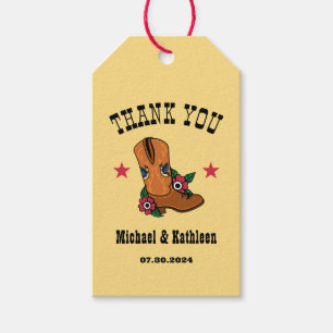 Western Floral Cowboy Boot Rustic Country Wedding Gift Tags