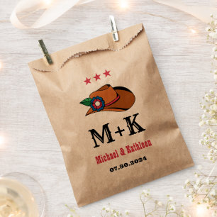 Western Floral Cowboy Hat Rustic Country Wedding Favour Bags