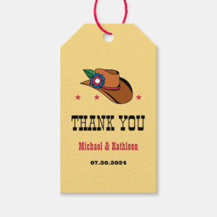 Western Floral Cowboy Hat Rustic Country Wedding Gift Tags