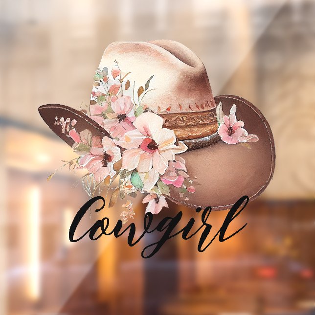 Western Floral Cowgirl Hat Window Cling (Sheet 2)