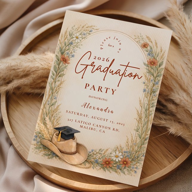 Western Floral Graduation Party Invitation (Creator Uploaded)
