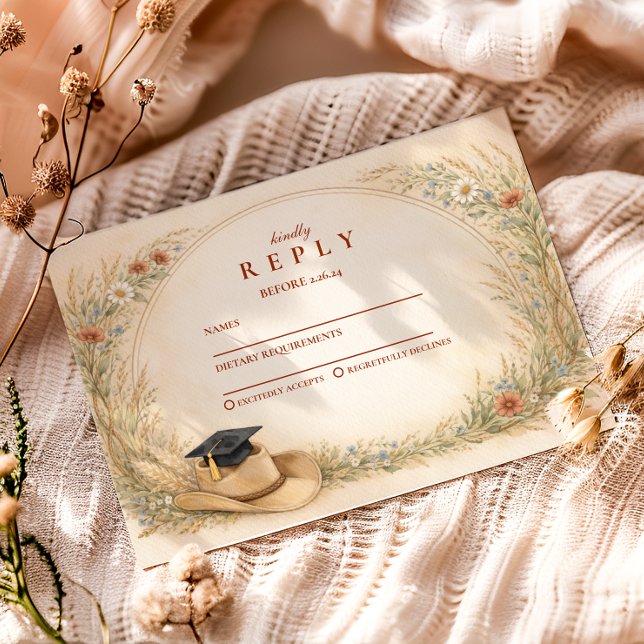 Western Floral Graduation Party RSVP Card (Creator Uploaded)