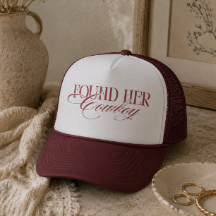 Western Found Her Cowboy Red Bachelorette Trucker Hat